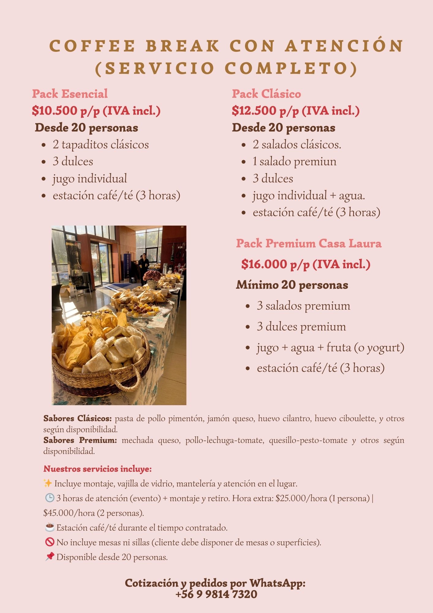 Precios coffee break servicio completo